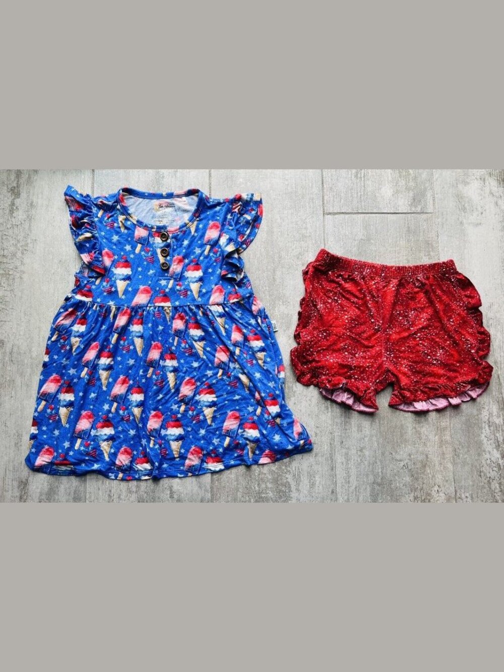 LITTLE DREAMERS Designer Boutique Bamboo Girls 2 Piece Outfit Set 4th America 7